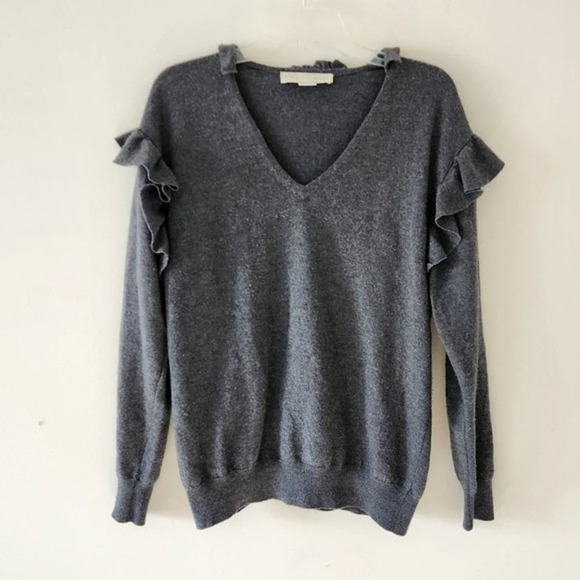 Stella McCartney Felted Frills Jumper Ruffle Sweater Virgin Wool Graphite Gray S - Picture 4 of 9